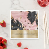 Serviette En Papier Fille Rose Black Gold Cowgirl Cowhide (En situation)