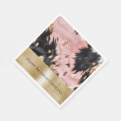 Serviette En Papier Fille Rose Black Gold Cowgirl Cowhide (Coin)