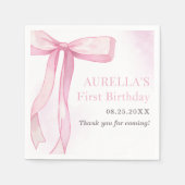 Serviette En Papier Fille Rose Bow 1er anniversaire (Devant)