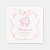 Serviette En Papier Fille rose Bow à main moderne Anniversaire (Devant)