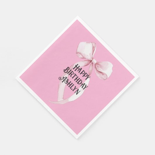 Serviette En Papier Fille rose Bow Anniversaire (Coin)