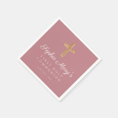 Serviette En Papier Fille rose Croix religieuse Première communion (Coin)