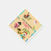 Serviette En Papier Fille Rose Cute Personnalisée Pirate Anniversaire (Coin)