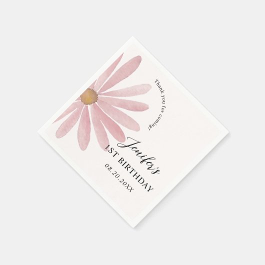 Serviette En Papier Fille rose Daisy Première fête d'anniversaire (Coin)