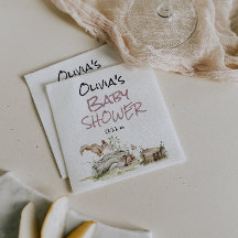 Fille Rose de la Forêt Sauvage Baby Shower Animaux
