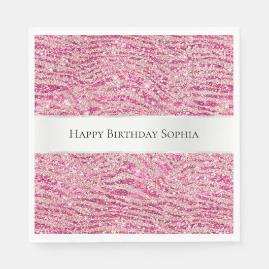 Serviette En Papier Fille rose et Parties scintillant rousse Zebra Ann (Devant)