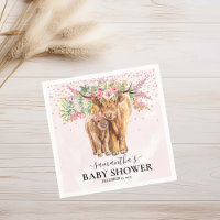 Fille rose Floral Highland Vache Baby shower de ve