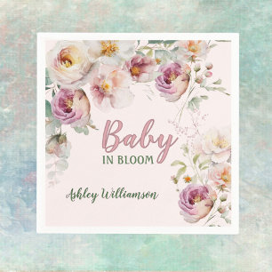 Serviette En Papier Fille rose florale bébé dans l'aquarelle fleurie