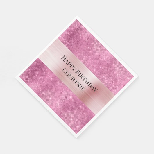 Serviette En Papier Fille rose Glitzy Étincelle (Coin)