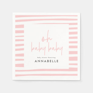 Serviette En Papier fille rose jumeau baby shower typographie moderne