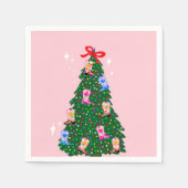 Serviette En Papier Fille rose moderne Botte occidentale Noël (Devant)