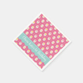 Serviette En Papier Fille rose motif floral 1er anniversaire (Coin)