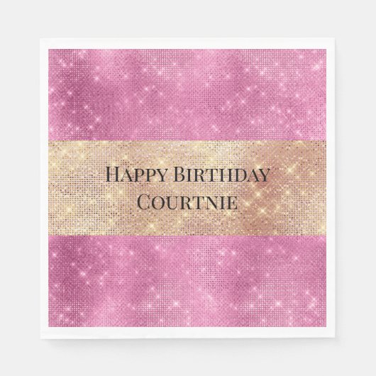 Serviette En Papier Fille Rose Or Glitzy Étincelle (Devant)