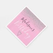 Serviette En Papier Fille rose Parties scintillant d'argent étincelles (Coin)