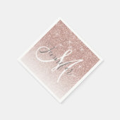 Serviette En Papier Fille Rose Parties scintillant or Blush Monogramme (Coin)