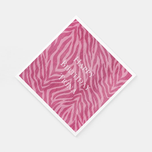 Serviette En Papier Fille rose Poster de animal Zebra (Coin)