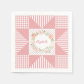 Serviette En Papier Fille rose soir Star Quilt Rose couronne et nom (Devant)