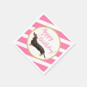 Serviette En Papier Fille rose Tan Noir Dachshund Anniversaire (Coin)