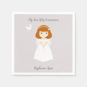 Serviette En Papier Fille rousse de la colombe communion