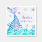 Serviette En Papier Fille Sirène 1ère fête d'anniversaire (Devant)