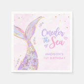 Serviette En Papier Fille Sirène 1ère fête d'anniversaire (Devant)