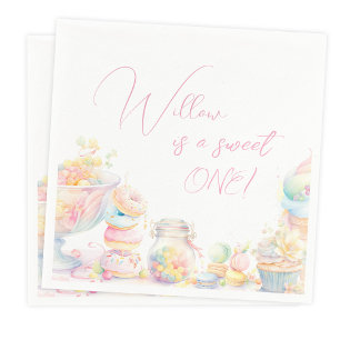Serviette En Papier Fille Sweet One Aquarelle Sweet Premier anniversai