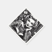 Serviette En Papier Fille tatouée alternative old school (Coin)