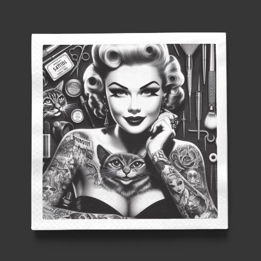 Serviette En Papier Fille tatouée alternative old school