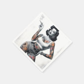 Serviette En Papier Fille tatouée rétro (Coin)