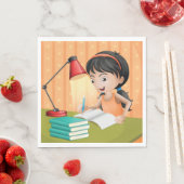 Serviette En Papier Fille Travaillant Dans Un Bureau Serviettes (En situation)