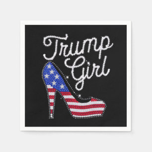 Serviette En Papier Fille Trump Talon Haut Drapeau Américain Bling Pat