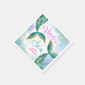 Serviette En Papier Fille Turquoise mauve de sirène fête d'anniversair (Coin)