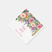 Serviette En Papier Filles 21e anniversaire fête Peach rose Fleur (Coin)