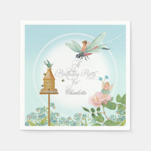 Serviette En Papier Filles Anniversaire Fée Jardin Floral Thème