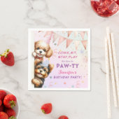 Serviette En Papier Filles Chiot Lets Pawty Anniversaire (En situation)