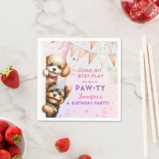 Serviette En Papier Filles Chiot Lets Pawty Anniversaire (En situation)