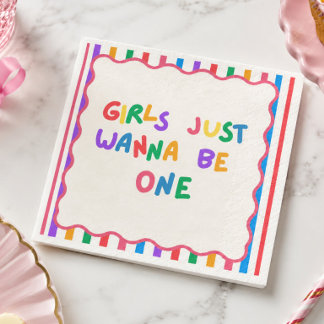 Serviette En Papier Filles Colorées De 1ère Fête D'anniversaire Veulen