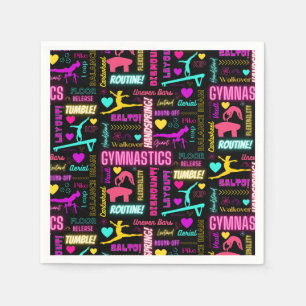 Serviette En Papier Filles colorées Gymnastique Glossaire Typographie