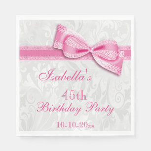 Serviette En Papier Filles de Damask & Faux Bow 45e anniversaire