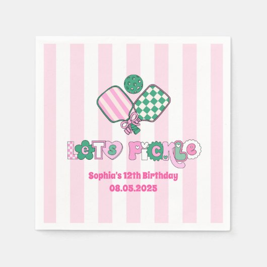Serviette En Papier Filles de Pickleball Anniversaire (Devant)