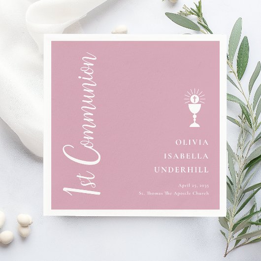 Serviette En Papier Filles de script Première communion 