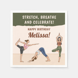 Serviette En Papier Filles de yoga en postures de yoga Fête d'annivers