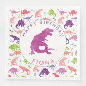 Serviette En Papier Filles Dinosaur Motif de fête d'anniversaire Purpl (Devant)