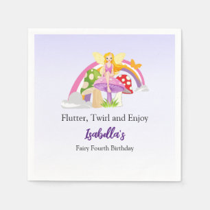 Serviette En Papier Filles Fairy Mushroom Rainbow Anniversaire
