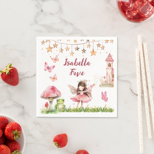 Serviette En Papier Filles Fairy Tale Castle Frog Champignons Annivers (En situation)