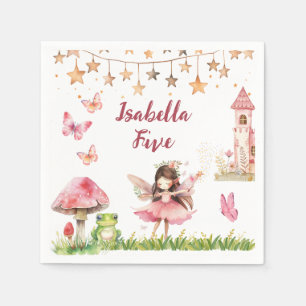 Serviette En Papier Filles Fairy Tale Castle Frog Champignons Annivers