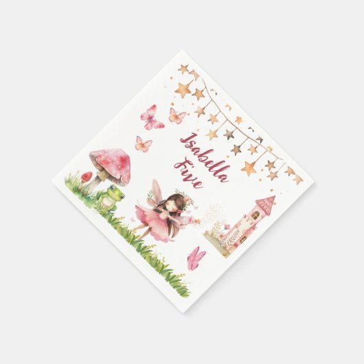 Serviette En Papier Filles Fairy Tale Castle Frog Champignons Annivers (Coin)