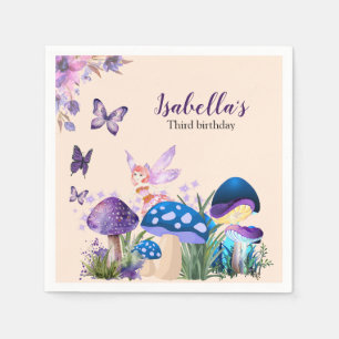 Serviette En Papier Filles Fée Purple Champagne Papillon Anniversaire