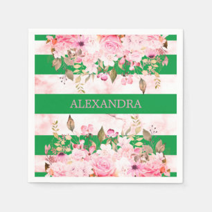 Serviette En Papier Filles Fête Religieuse Vert rose raype