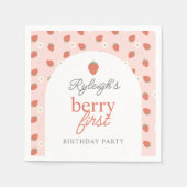 Serviette En Papier Filles fraises Berry Première fête d'anniversaire  (Devant)
